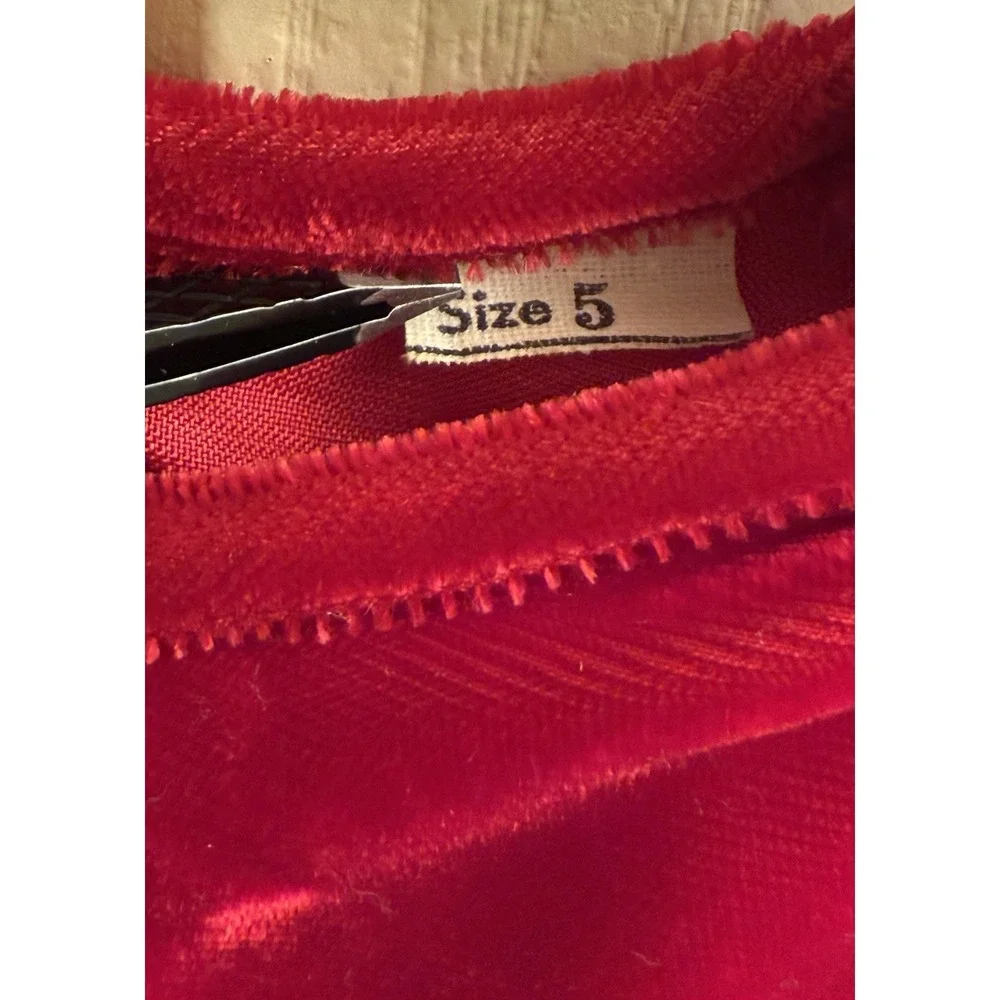 Vintage‎ 1960s Red Velvet Girls Dress. Size 5